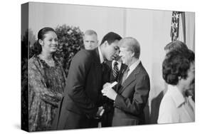 President Jimmy Carter Greets Mohammed Ali at a White House Dinner, Sept. 7, 1978-null-Stretched Canvas