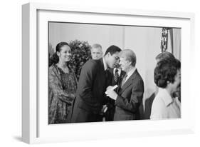 President Jimmy Carter Greets Mohammed Ali at a White House Dinner, Sept. 7, 1978-null-Framed Photo