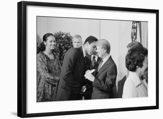 President Jimmy Carter Greets Mohammed Ali at a White House Dinner, Sept. 7, 1978-null-Framed Photo