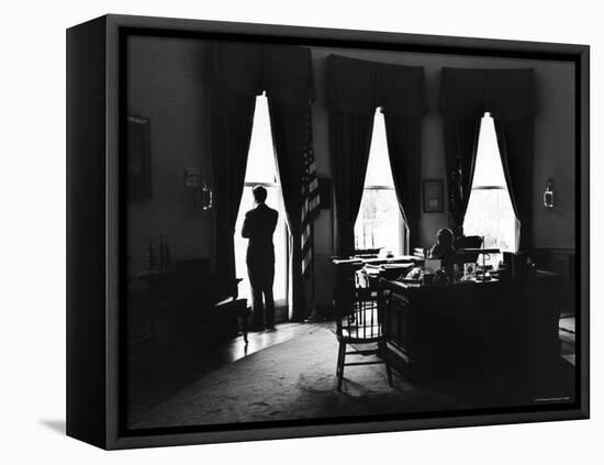 President John F. Kennedy and Attorney Gen. Robert F. Kennedy in the Oval Office at the White House-Art Rickerby-Framed Stretched Canvas