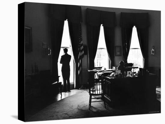 President John F. Kennedy and Attorney Gen. Robert F. Kennedy in the Oval Office at the White House-Art Rickerby-Stretched Canvas