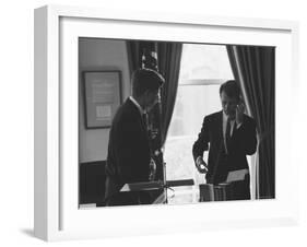 President John F Kennedy and Brother, Attorney General Robert F. Kennedy During the Steel Crisis-Art Rickerby-Framed Photographic Print