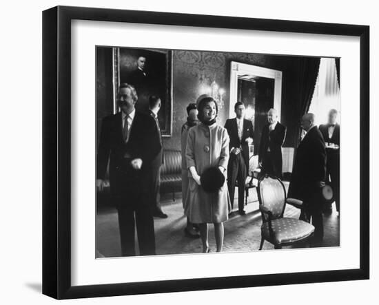 President John F. Kennedy and His Wife on the Day of President Kennedy's Inauguration Ceremony-Ed Clark-Framed Photographic Print