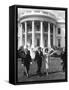 President John F. Kennedy and the First Lady in Front of White House-Stocktrek Images-Framed Stretched Canvas