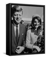 President John F. Kennedy and Wife Arriving at Airport-Art Rickerby-Framed Stretched Canvas