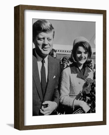 President John F. Kennedy and Wife Arriving at Airport-Art Rickerby-Framed Photographic Print