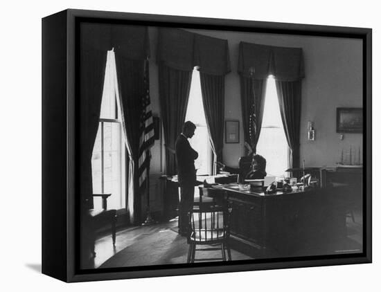 President John F. Kennedy at Time of the Crisis over the Raise in Steel Prices-Art Rickerby-Framed Stretched Canvas