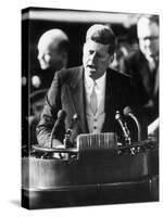 President John F. Kennedy Delivers Inaugural Address after Taking Oath of Office, January 20, 1961-null-Stretched Canvas