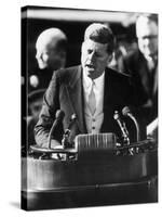 President John F. Kennedy Delivers Inaugural Address after Taking Oath of Office, January 20, 1961-null-Stretched Canvas