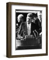 President John F. Kennedy Delivers Inaugural Address after Taking Oath of Office, January 20, 1961-null-Framed Photographic Print