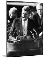 President John F. Kennedy Delivers Inaugural Address after Taking Oath of Office, January 20, 1961-null-Mounted Photographic Print