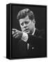 President John F. Kennedy During Press Conference-Joe Scherschel-Framed Stretched Canvas