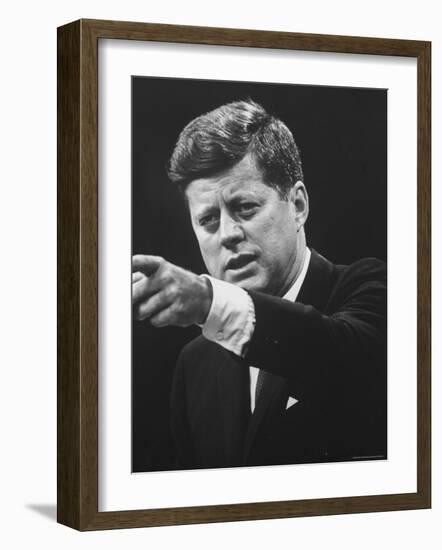 President John F. Kennedy During Press Conference-Joe Scherschel-Framed Photographic Print