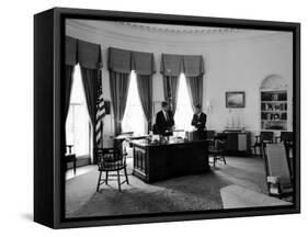 President John F. Kennedy in Oval Office with Brother, Attorney General Robert F. Kennedy-Art Rickerby-Framed Stretched Canvas