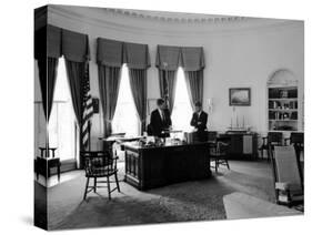 President John F. Kennedy in Oval Office with Brother, Attorney General Robert F. Kennedy-Art Rickerby-Stretched Canvas