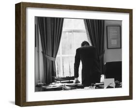 President John F. Kennedy in the Oval Office During the Steel Crisis-null-Framed Photographic Print