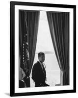 President John F. Kennedy in the Oval Office During the Steel Crisis-null-Framed Photographic Print