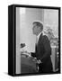 President John F. Kennedy Making Inaugural Address-Joe Scherschel-Framed Stretched Canvas