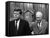 President John F. Kennedy Meeting with Former President Dwight Eisenhower at Camp David-Ed Clark-Framed Stretched Canvas