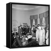 President John F. Kennedy Signing the Equal Pay Act-Stocktrek Images-Framed Stretched Canvas