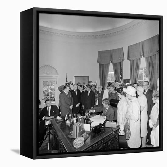 President John F. Kennedy Signing the Equal Pay Act-Stocktrek Images-Framed Stretched Canvas