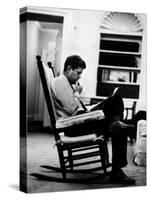 President John F. Kennedy Sitting Alone, Thoughtfully, in His Rocking Chair in the Oval Office-Paul Schutzer-Stretched Canvas