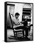 President John F. Kennedy Sitting Alone, Thoughtfully, in His Rocking Chair in the Oval Office-Paul Schutzer-Framed Stretched Canvas