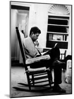 President John F. Kennedy Sitting Alone, Thoughtfully, in His Rocking Chair in the Oval Office-Paul Schutzer-Mounted Photographic Print