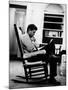 President John F. Kennedy Sitting Alone, Thoughtfully, in His Rocking Chair in the Oval Office-Paul Schutzer-Mounted Photographic Print