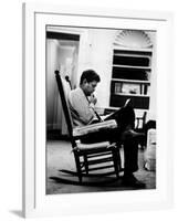 President John F. Kennedy Sitting Alone, Thoughtfully, in His Rocking Chair in the Oval Office-Paul Schutzer-Framed Photographic Print