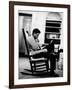 President John F. Kennedy Sitting Alone, Thoughtfully, in His Rocking Chair in the Oval Office-Paul Schutzer-Framed Photographic Print