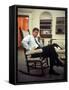President John F. Kennedy Sitting in Rocking Chair in His White House Office-Paul Schutzer-Framed Stretched Canvas