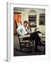 President John F. Kennedy Sitting in Rocking Chair in His White House Office-Paul Schutzer-Framed Photographic Print