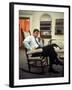 President John F. Kennedy Sitting in Rocking Chair in His White House Office-Paul Schutzer-Framed Photographic Print