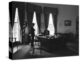 President John F. Kennedy Speaking with Brother, Attorney General Robert F. Kennedy-Art Rickerby-Stretched Canvas