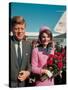 President John F. Kennedy Standing with Wife Jackie After Their Arrival at the Airport-Art Rickerby-Stretched Canvas
