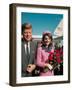President John F. Kennedy Standing with Wife Jackie After Their Arrival at the Airport-Art Rickerby-Framed Premium Photographic Print