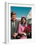 President John F. Kennedy Standing with Wife Jackie After Their Arrival at the Airport-Art Rickerby-Framed Photographic Print