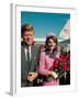 President John F. Kennedy Standing with Wife Jackie After Their Arrival at the Airport-Art Rickerby-Framed Photographic Print