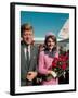 President John F. Kennedy Standing with Wife Jackie After Their Arrival at the Airport-Art Rickerby-Framed Photographic Print