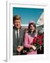 President John F. Kennedy Standing with Wife Jackie After Their Arrival at the Airport-Art Rickerby-Framed Photographic Print