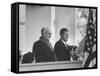 President John F. Kennedy Stands at His Inauguration Ceremonies with His Father Joseph P. Kennedy-Joe Scherschel-Framed Stretched Canvas