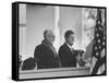 President John F. Kennedy Stands at His Inauguration Ceremonies with His Father Joseph P. Kennedy-Joe Scherschel-Framed Stretched Canvas