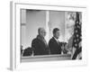 President John F. Kennedy Stands at His Inauguration Ceremonies with His Father Joseph P. Kennedy-Joe Scherschel-Framed Photographic Print