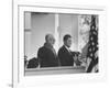 President John F. Kennedy Stands at His Inauguration Ceremonies with His Father Joseph P. Kennedy-Joe Scherschel-Framed Photographic Print