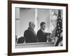 President John F. Kennedy Stands at His Inauguration Ceremonies with His Father Joseph P. Kennedy-Joe Scherschel-Framed Photographic Print