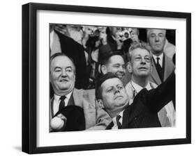 President John F. Kennedy Tossing Out 1st Ball of Baseball Season at Senators Game-Joe Scherschel-Framed Photographic Print