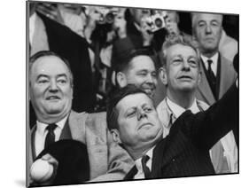 President John F. Kennedy Tossing Out 1st Ball of Baseball Season at Senators Game-Joe Scherschel-Mounted Photographic Print