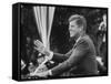 President John F. Kennedy, Waving at Crowd During Speech-John Dominis-Framed Stretched Canvas