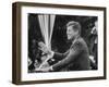 President John F. Kennedy, Waving at Crowd During Speech-John Dominis-Framed Photographic Print